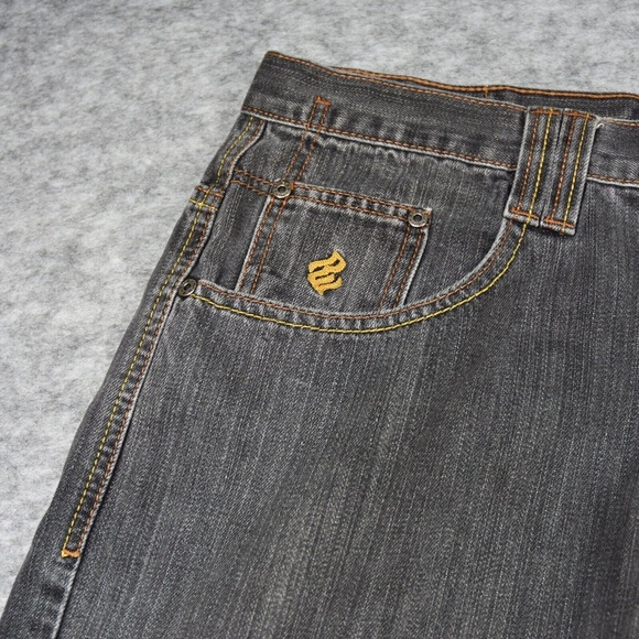 Rocawear Jeans Mens Size 36 Dark Grey Distressed Vintage Streetwear - Picture 3 of 8